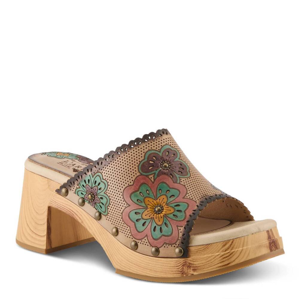 NEW L'ARTISTE women's retrostar sandals in beige multi